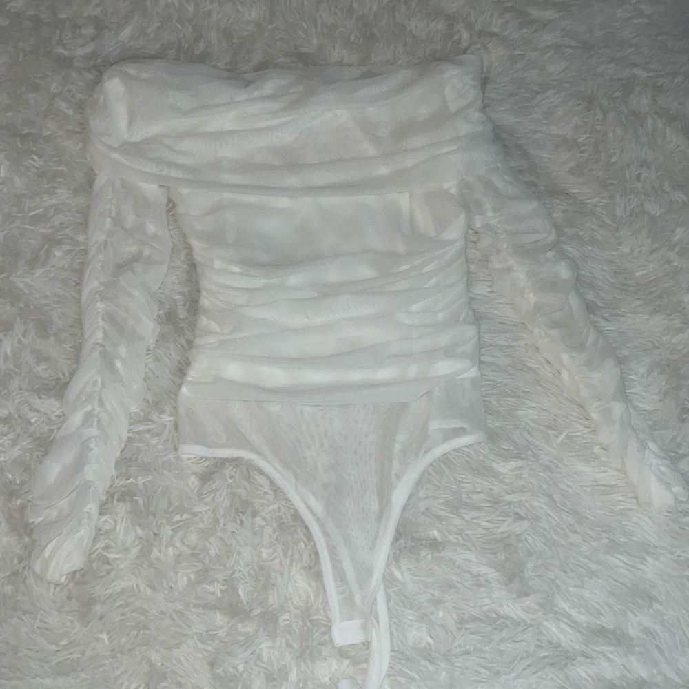 White mesh body suit